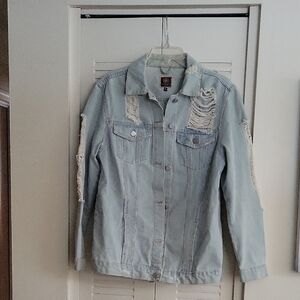 Light Blue Distressed Jean Jacket